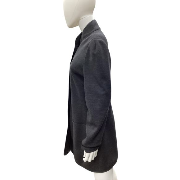 Emanuel Ungaro Jacket Women’s SZ M Long Wool Blend Hidden Buttons Charcoal Color - Picture 3 of 5